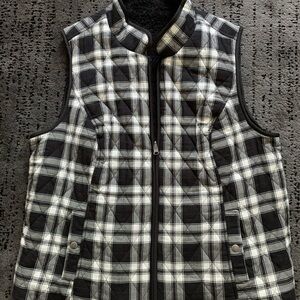 Croft & Barrow Women’s Black and White Reversible Checkered Vest SzXXL